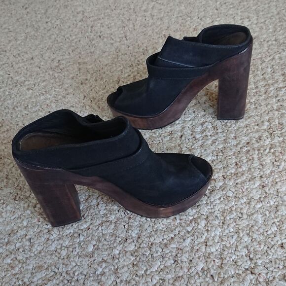 Joie black leather platform mule heels size 38 - Picture 3 of 13